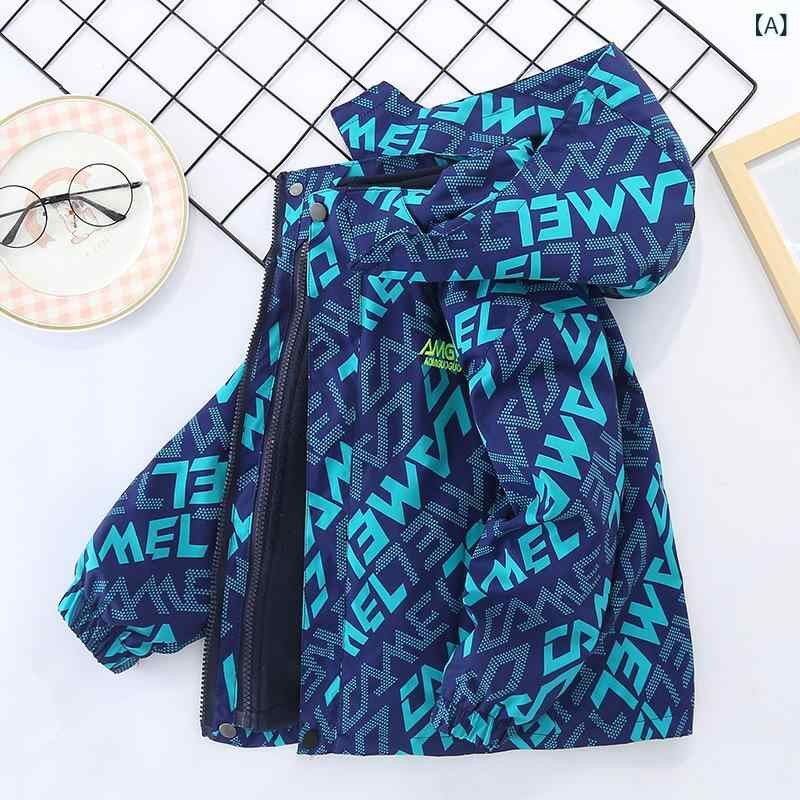 マウンテンパーカー 男の子 ジュニア 秋冬 綿素材 裏起毛 厚手 フード付き ハイネック 取り外し可能 3W..