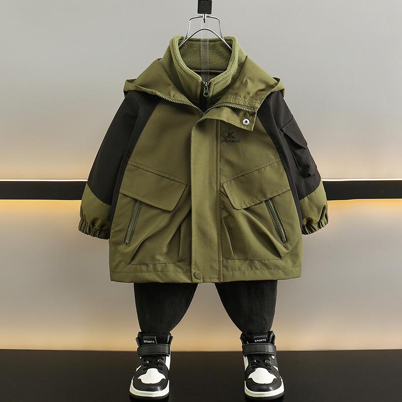 ジャケット 男の子用 キッズ マウンテンパーカー 3WAY フード付き 春秋 アウター 防風 撥水 アウトドア..