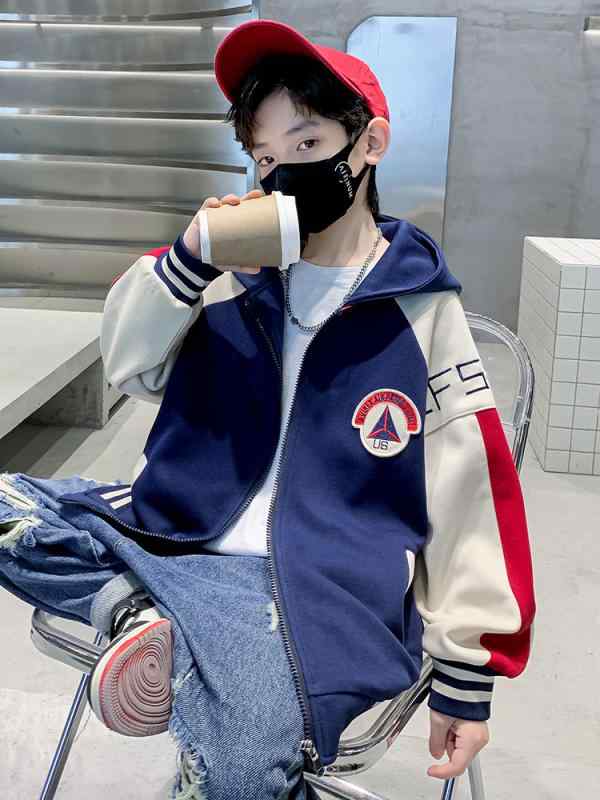 ジャケット キッズ 男の子 ジュニア スタジャン ベースボールジャケット 春秋 アウター フード付き コ..