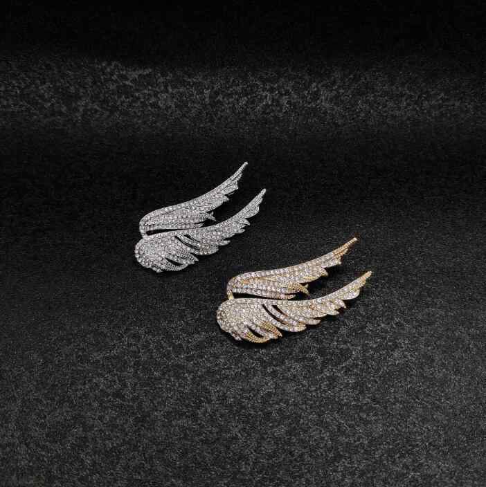 ブローチ レディース 欧米 ファッション 翼 羽根モチーフ フルジルコニア 高級感 レトロ 個性的 デザイ..