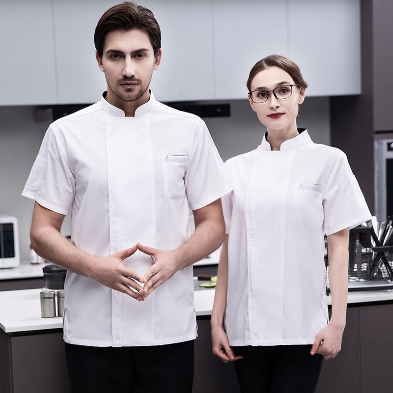 コックコート メンズ レディース 男女兼用 半袖 薄手 春夏 綿混 ポリエステル 吸湿速乾 通気性 ホテル ..