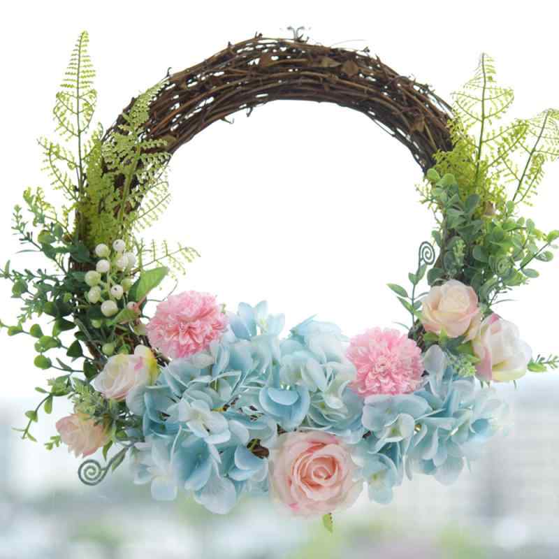 リース 造花 アジサイ フェイクフラワー 玄関 ドア 壁掛け ウォールデコレーション インテリア 室内装飾 ホワイト ピンク ブルー グリーン