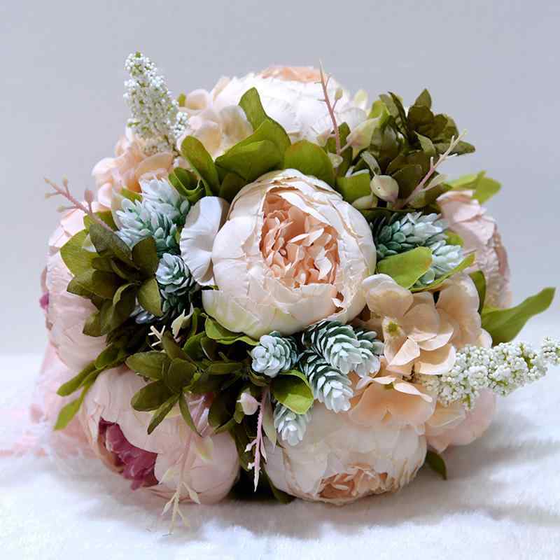 花束 ブーケ 牡丹 シルクフラワー 造花 フェイクフラワー ウェディング 結婚式 ブライダル フォト 撮影 花嫁 アウトドアスタイル 結婚式小物