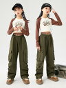 ダンスウェア キッズ 女の子 ジャズダンス ヒップホップ ストリートダンス 発表会 練習着 ステージ衣装 セットアップ 上下セット 綿100% 春秋 韓国風