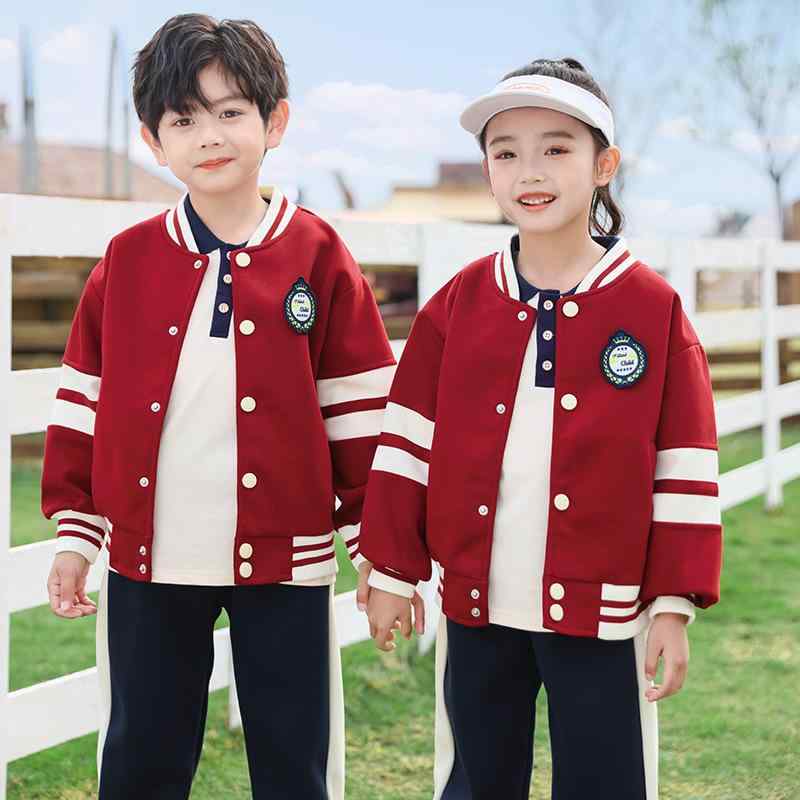 制服 キッズ 子供 男女兼用 幼稚園 小学生 野球風 ブルゾン 長袖 長ズボン セットアップ 英倫風 綿 コ..
