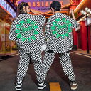 キッズ 男の子 ヒップホップ ダンス衣装 セットアップ ベスト コットン ブラック モノトーンチェック ストリート系 パフォーマンス ステージ 発表会 ドラム ...