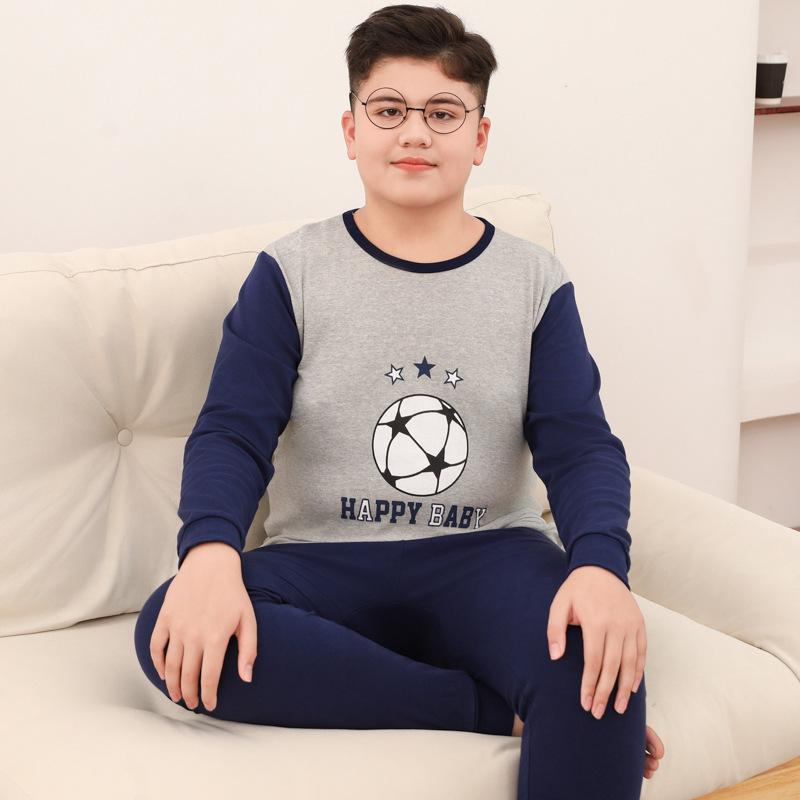 キッズ パジャマ インナー 男の子 女の子 ジュニア 大童 綿100% 厚手 ゆったり 大きいサイズ 秋冬春 上下セット 長袖 長ズボン 吸湿速乾 丸首 ルームウェア 寝間着 プリント