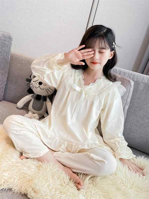 パジャマ ガールズ キッズ 女児 ジュニア ティーンズ 長袖 ルームウェア 部屋着 春秋 綿100% コットン..