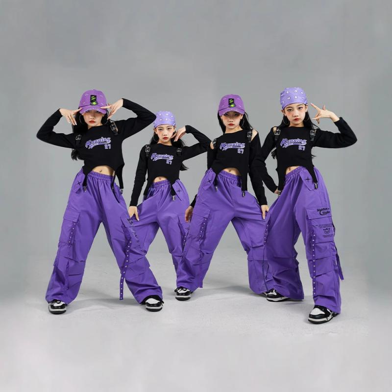 ダンス衣装 女の子 キッズ ジャズ ヒップホップ K-POP セットアップ トップス パンツ 発表会 舞台 練習..