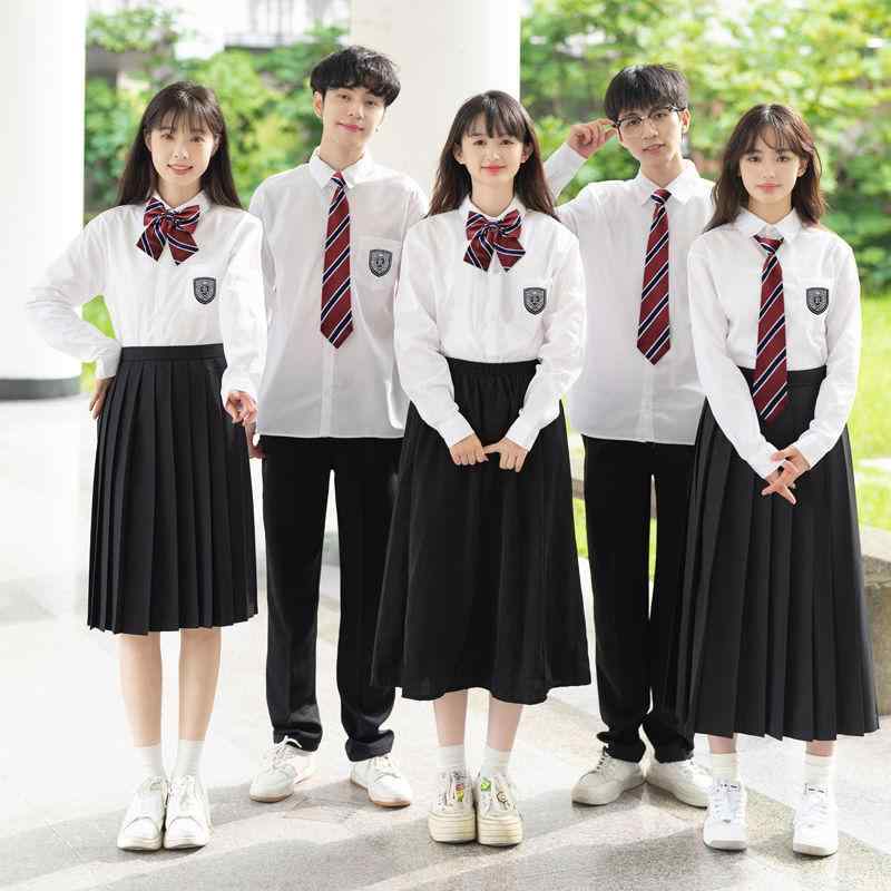 制服 学生 中学生 高校生 スクールテイスト イギリス風 発表会 合唱 団体服 セットアップ アンサンブル ポリエステル 綿 混紡素材 シャツ プリーツスカート 長ズボン 清潔感 かわいい