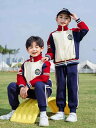 ジャージ キッズ 男女兼用 幼稚園 小学生 スクールウェア セットアップ 3点セット オールシーズン 学院風 ポリエステル ジップアップ フードなし 伸縮性 吸...