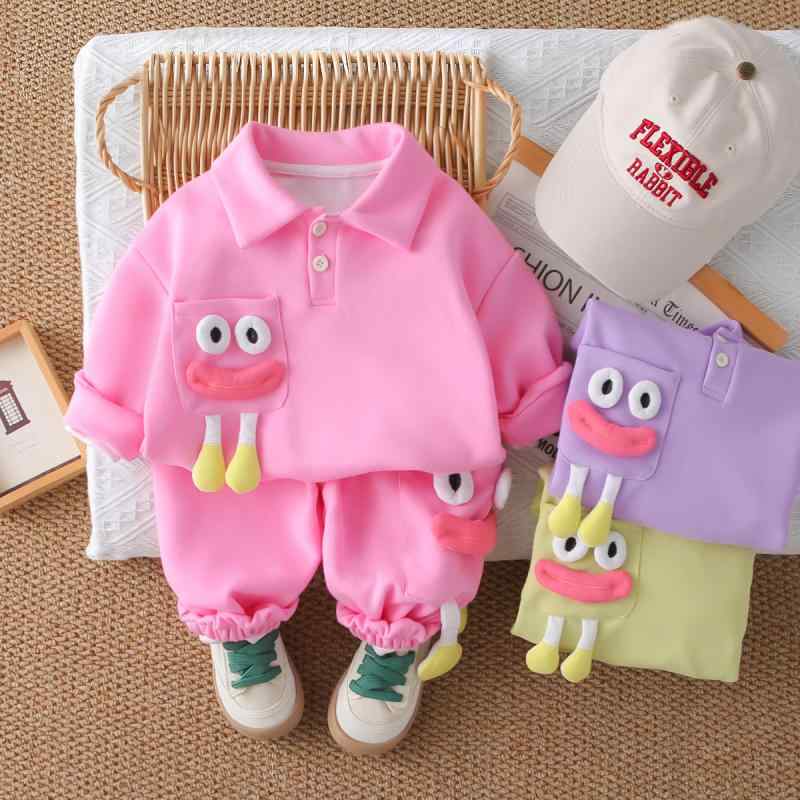 セットアップ キッズ 女の子 秋物 長袖 ポロシャツ パンツ 2点セット カジュアル スタイル 綿素材 カー..