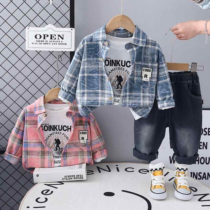 シャツ 男の子 秋冬 長袖 チェック柄 セットアップ 3点セット ロングパンツ 綿 コットン 普段使い 通園通学 カジュアル おしゃれ かわいい トレンド感 柔らかい肌触り ベビー キッズ