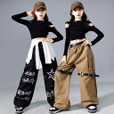 ダンスウェア キッズ 女の子 ジュニア ジャズダンス ストリートダンス ヒップホップ 発表会 衣装 レッスン着 クロップド丈 長袖 フィット トップス Tシャツ...