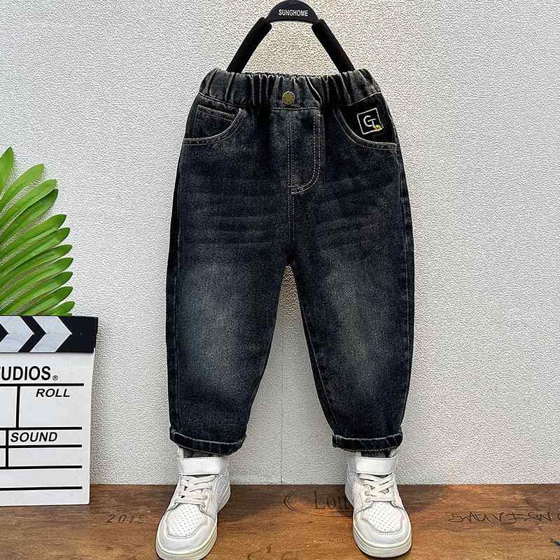 デニムパンツ 男の子 キッズ 春秋 ロングパンツ カジュアル 無地 合わせやすい 着回し ミドルウエスト ..