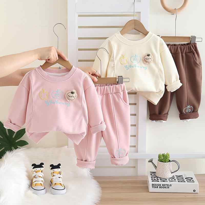 キッズ 女の子 ベビー 長袖 トレーナー スウェット 韓国風 アップルパイ柄 キャラクター柄 アルファベ..