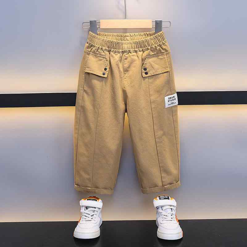 パンツ キッズ 男の子 男児 小学生 秋冬 カジュアル 長ズボン ストレート ウエストゴム 快適 コットン 綿100% 柔らかな肌触り 着回し 万能 無地 ブラック ブラウン