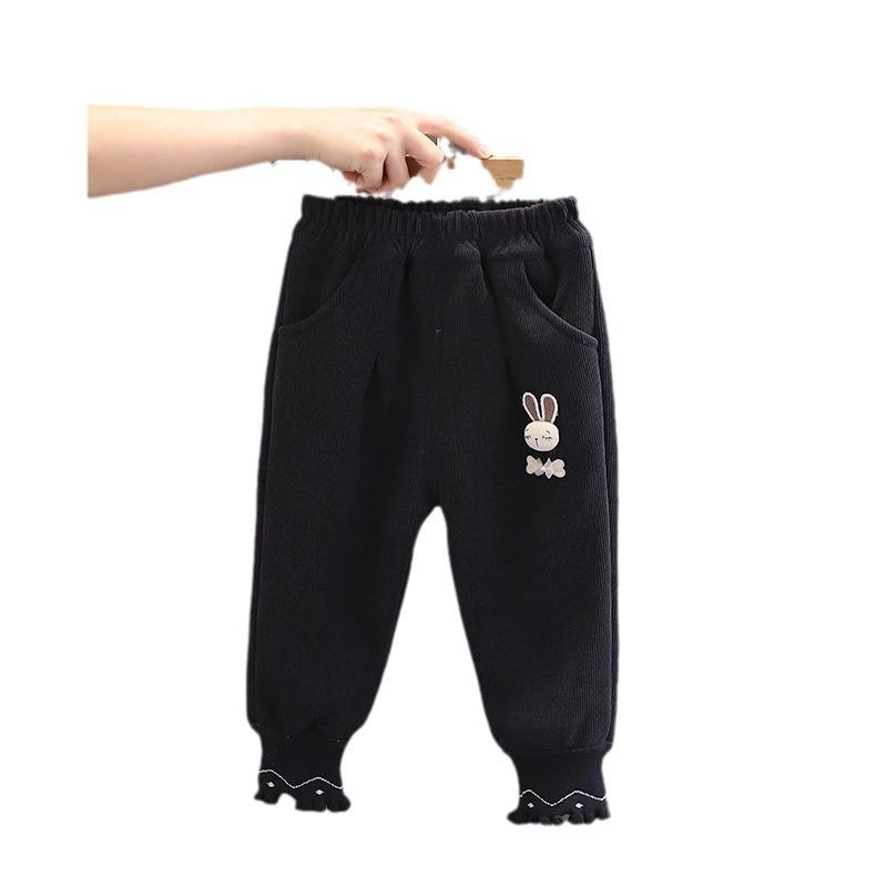 キッズ パンツ 女の子 秋冬 一体型裏起毛 厚手 綿 ソフト スウェット ミドルウエスト ゴム 無地 カジュアル 普段使い お出かけ