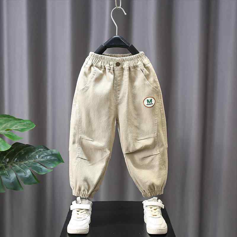 ボトムス 男の子 キッズ ジュニア 春秋 カジュアルパンツ スキニー 細身 ロング丈 綿 柔らかな肌触り ゴムウエスト 普段使い 通学 お出かけ 無地 カーキ キャメル グレー