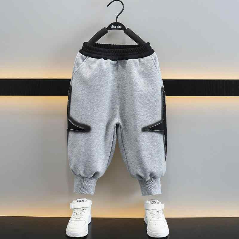 キッズ 男の子 パンツ 春秋 カジュアル スウェット ジョガー ロング ウエストゴム 綿 無地 柔らかい 普..