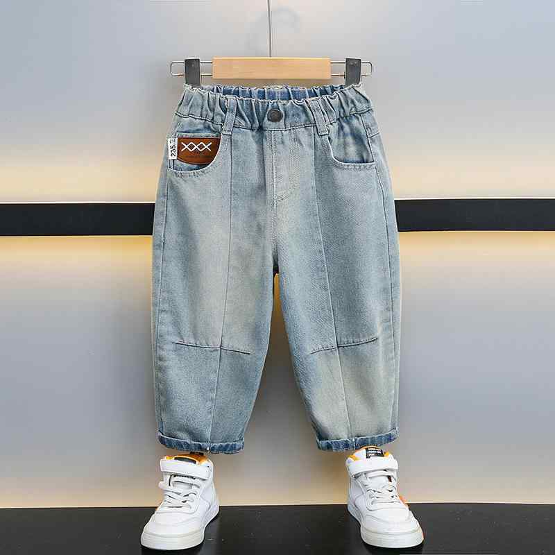 キッズ 男の子 デニムパンツ ロングパンツ 春秋 カジュアル おしゃれ トレンド 綿 コットン 無地 ウエ..