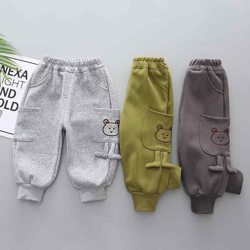 パンツ キッズ 男の子 女の子 裏起毛 立体ベア足跡 コットン 柔らか素材 あったか 防寒 快適 動きやす..