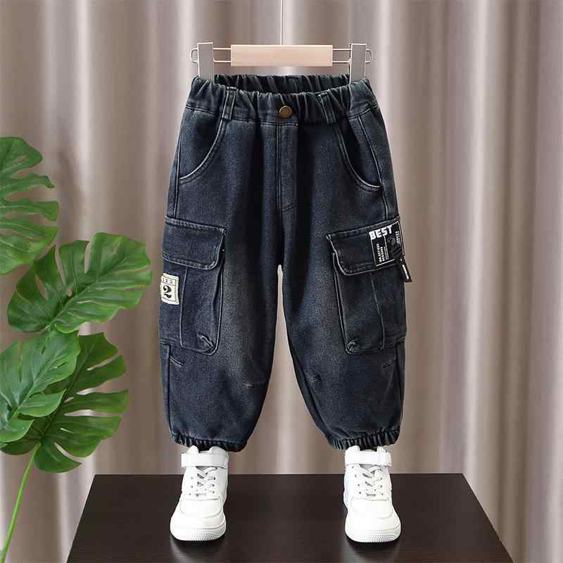 パンツ キッズ 男の子 裏起毛 デニムパンツ ジーンズ 総裏ボア ワークテイスト 綿 冬用 ロング丈 カジ..