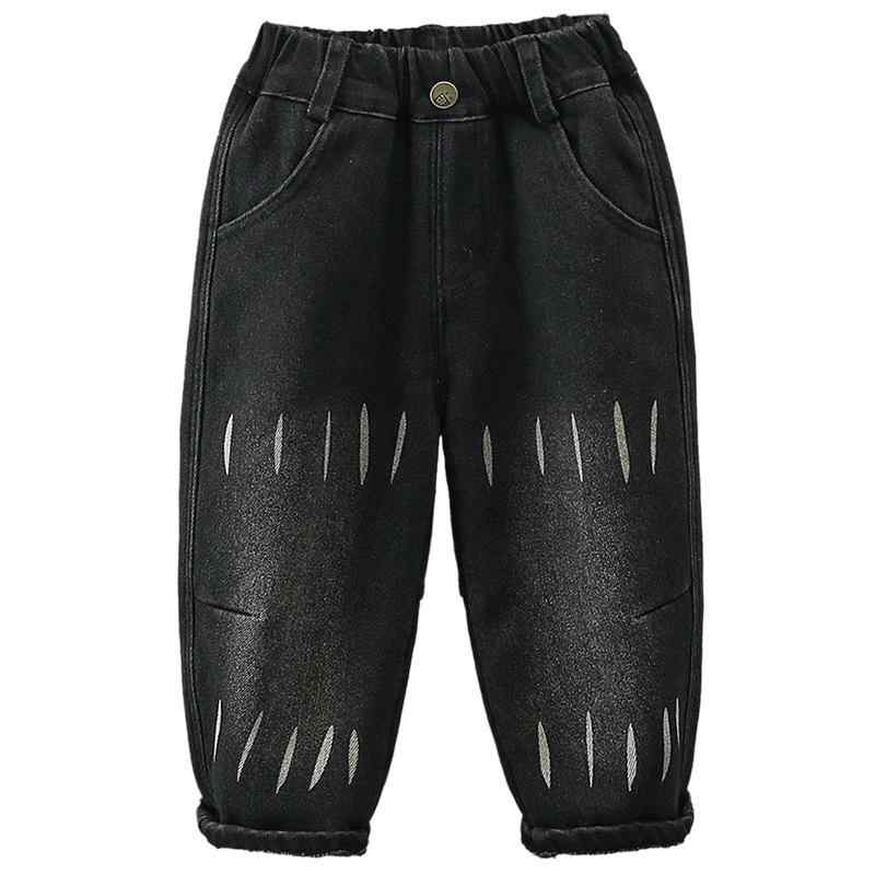 パンツ 男の子 男児 キッズ 裏起毛 デニム ジーンズ 長ズボン 秋冬 カジュアル 普段使い 通園通学 無地 ソフト加工 保温 防寒 黒 ブラック