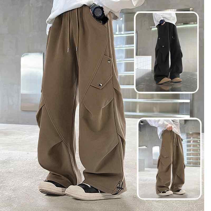 パンツ 男の子 キッズ 小学生 中学生 パラシュートカーゴパンツ ワークパンツ 長ズボン ウエストゴム 柔らかい ポリエステル 春秋 スポーツ カジュアル 普段使い 無地 ブラウン ブラック