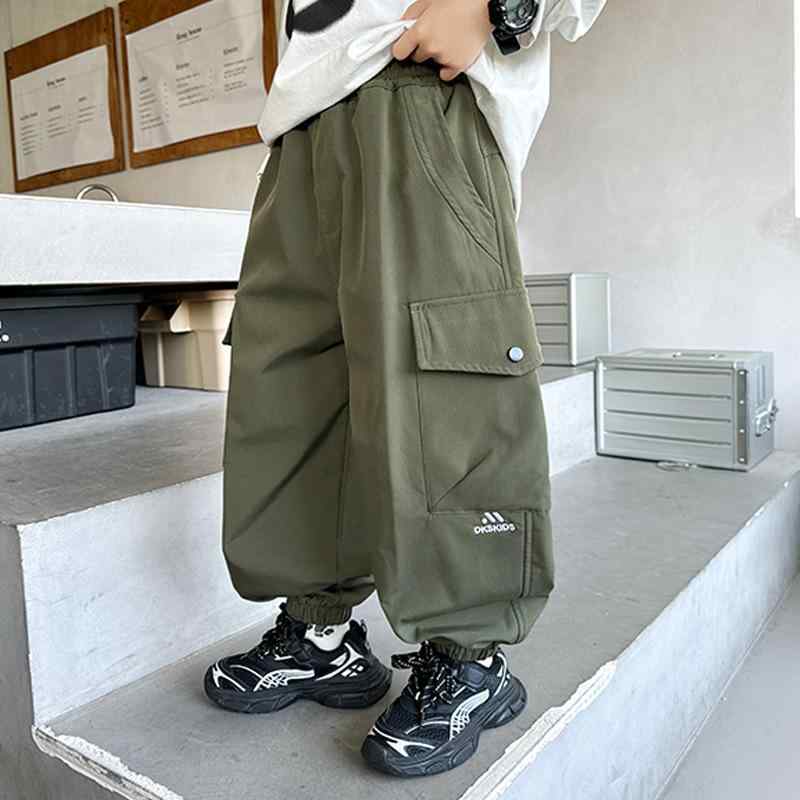 パンツ 男の子 春秋 ジョガーパンツ カーゴパンツ ワークパンツ 裾絞り 韓国風 カジュアル ゆったり 綿..
