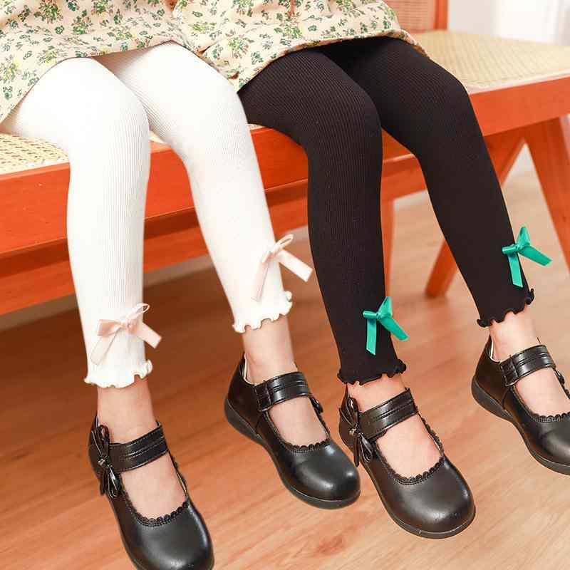 レギンス ガールズ キッズ 春秋 綿 コットン 毛玉防止 普段使い 伸縮性 カラフル リボン フリル 九分丈 アンクル丈 スパッツ 韓国スタイル