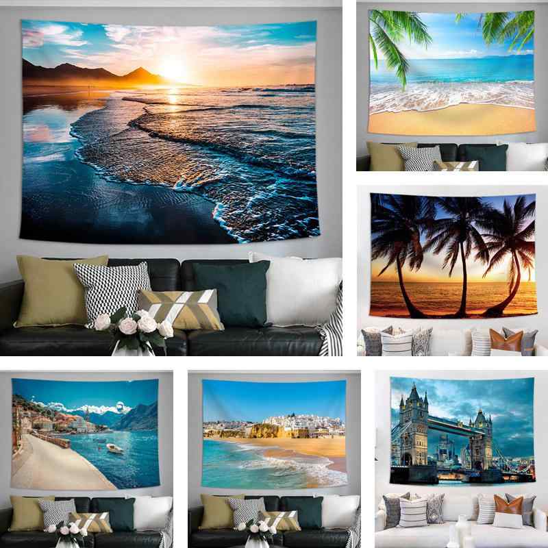 タペストリー 欧米風 ビーチ 風景 海辺 壁掛け ウォールデコ 背景布 SNS映え インスタ風 部屋飾り イン..