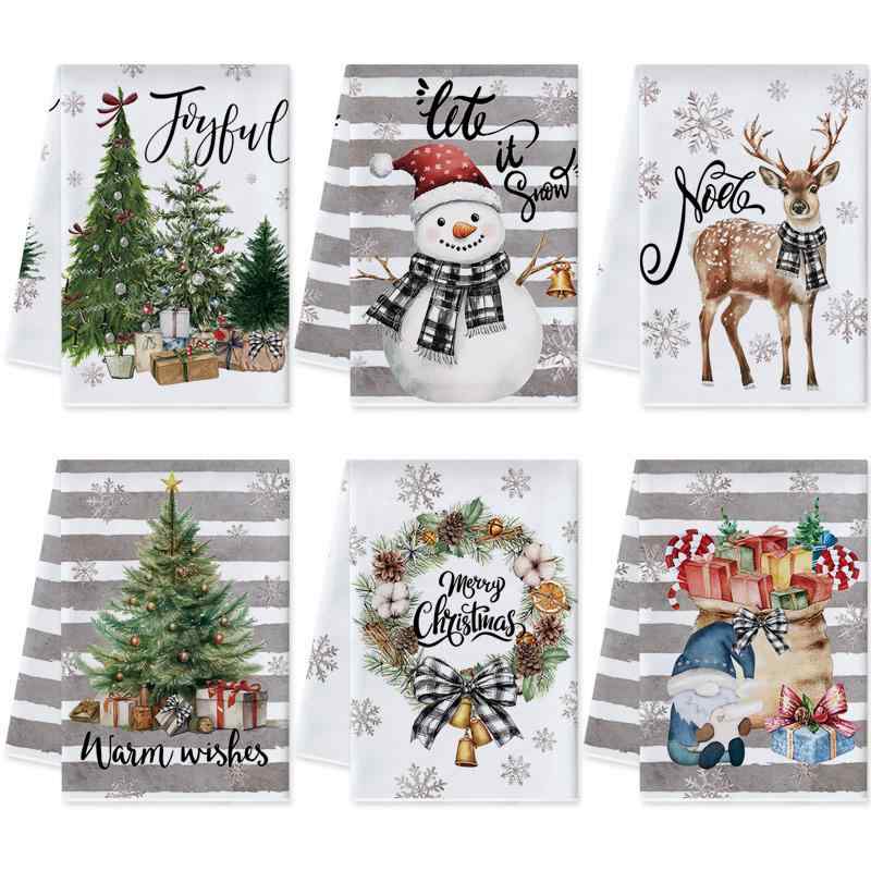 キッチンクロス ふきん タオル 超細繊維 吸水速乾 プリント柄 クリスマス 新年 食器拭き 台所用品 お皿..