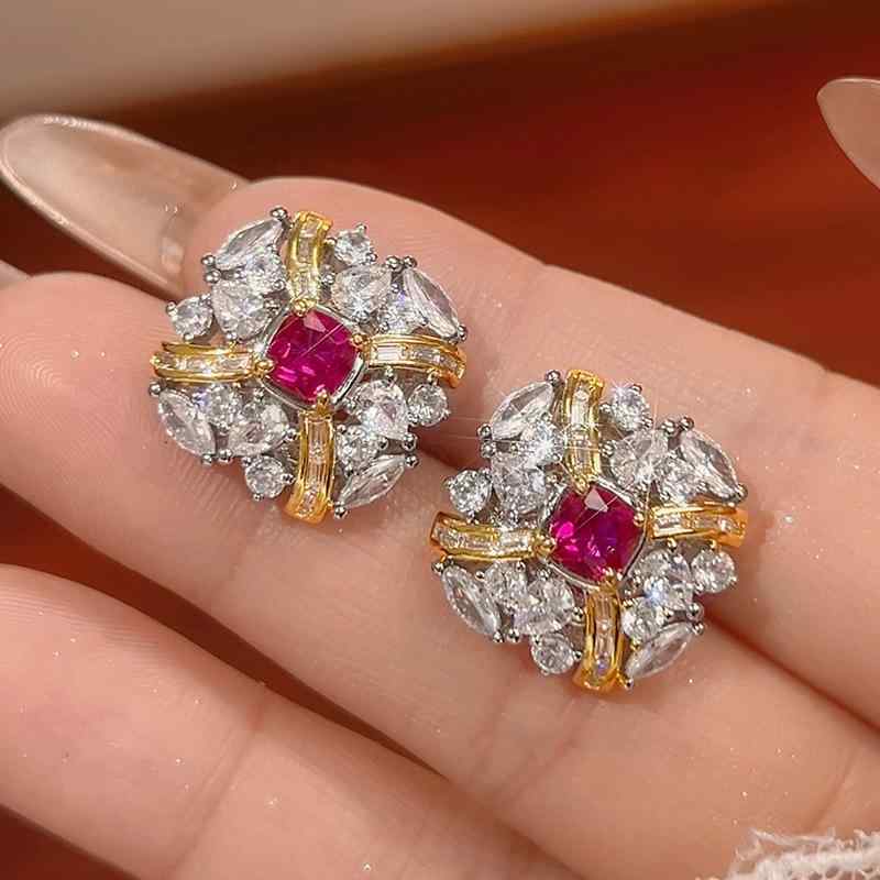 ジュエリーセット レディース ネックレス ピアス 指輪 ルビー レッドコランダム カラーストーン ジルコニア 銅製 高級感 上品 エレガント おしゃれ オフィス カジュアル ファッション 通勤 フォーマル