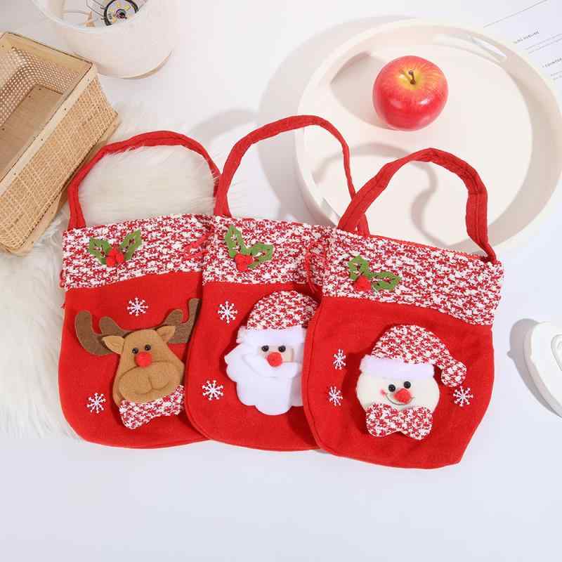 クリスマスバッグ キッズ 子供用 手提げ袋 巾着袋 カートゥーン 雪だるま トナカイ柄 お菓子入れ りんご入れ ギフト 贈り物 ラッピング 布製(x2)