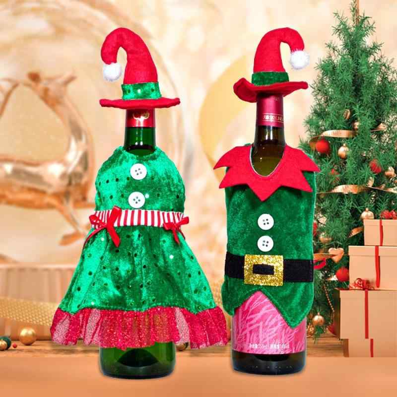 ボトルカバー メンズ レディース クリスマス ワインボトル ニットマフラー 帽子セット 食卓飾り 冬 おしゃれ かわいい テーブル装飾 パーティーデコレーション インテリア雑貨(x2)