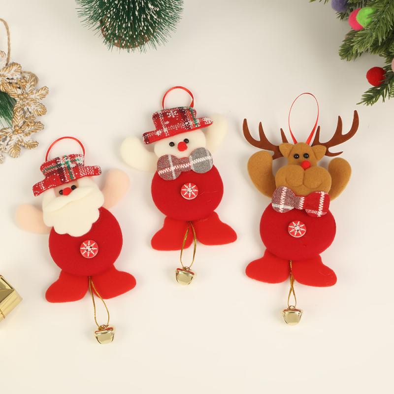 オーナメント クリスマス サンタクロース スノーマン トナカイ ミニベル ハンギング 飾り 室内装飾 おしゃれ かわいい 部屋飾り デコレーション イベント パーティー(x2)