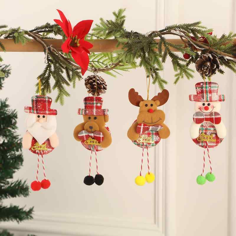 クリスマス オーナメント サンタクロース 雪だるま トナカイ 不織布製 かわいい おしゃれ ミニ 飾り ぬいぐるみ マスコット クリスマスツリー用 室内装飾品 デコレーション(x2)