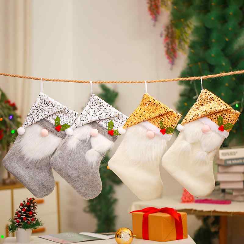 クリスマス ソックス 子供用 キッズ スパンコール キャップデザイン ギフトバッグ お菓子入れ 贈り物袋..