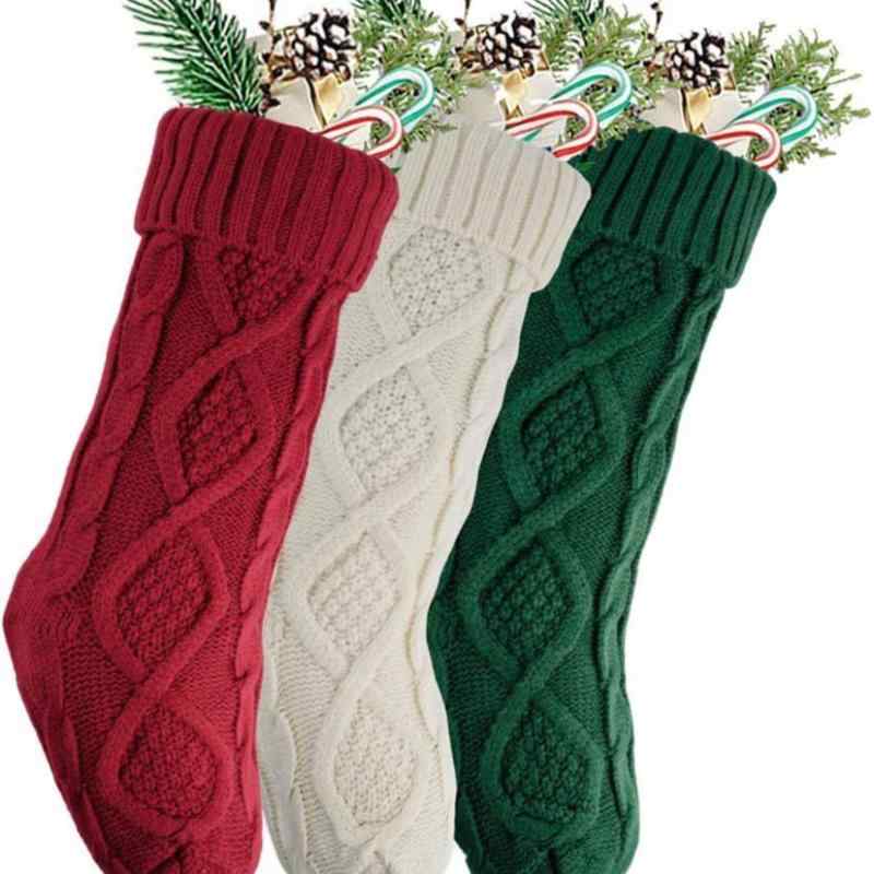 クリスマスバッグ ニット 毛糸 ひし形 アーガイル柄 ギフト袋 プレゼント入れ キャンディ用 吊り下げオ..