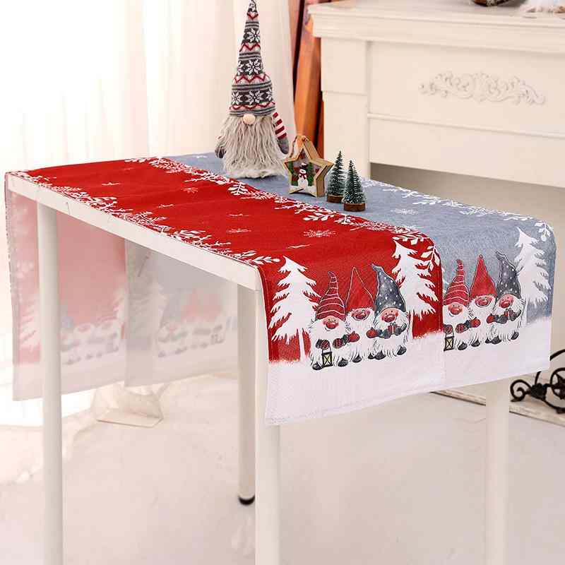 テーブルランナー テーブルクロス クリスマス 麻 プリント 食卓飾り サンタクロース 雪の結晶柄 ホームパーティー デコレーション カントリー風 冬 インテリア ファブリック おしゃれ