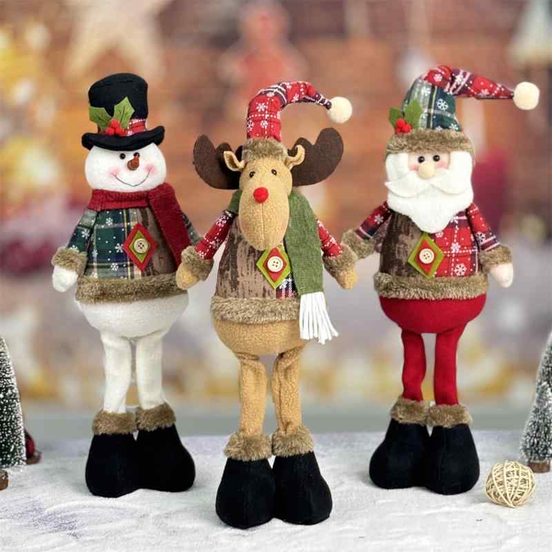 クリスマス 置物 サンタクロース 雪だるま トナカイ スタンド型 ぬいぐるみ ドール オブジェ 卓上 窓辺 デコレーション 装飾品 ポリエステル クラシック 手作り