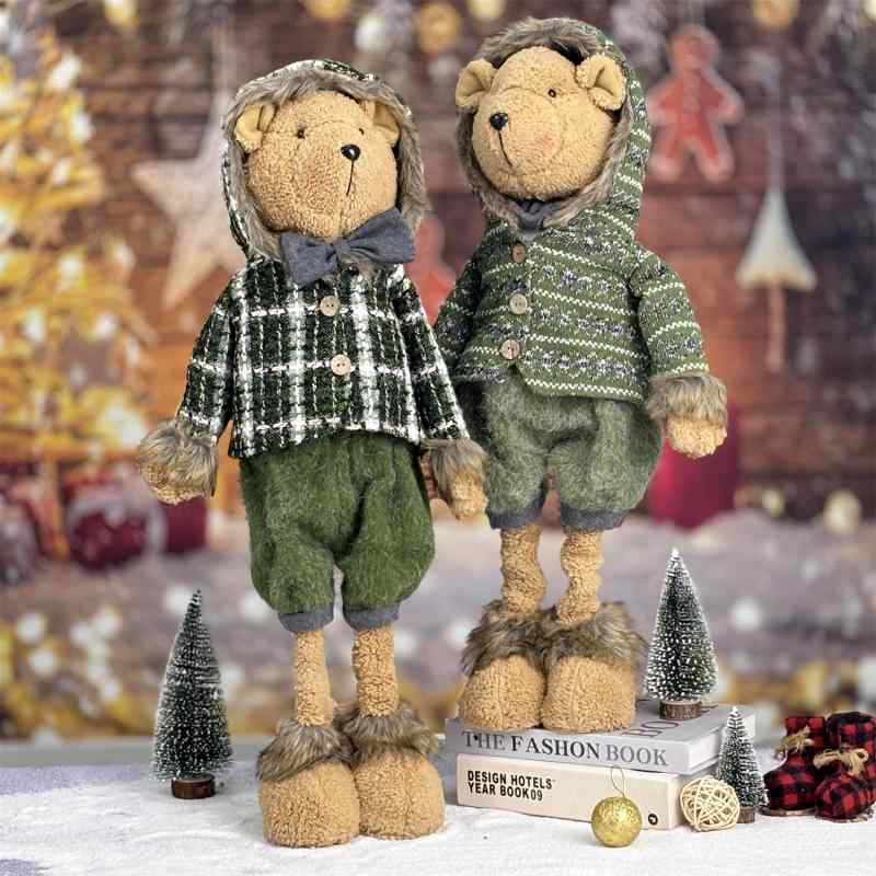 クリスマス ぬいぐるみ 伸縮 ニット クマ マスコット かわいい 置物 オブジェ ショーウィンドウ ディスプレイ 店舗装飾 インテリア