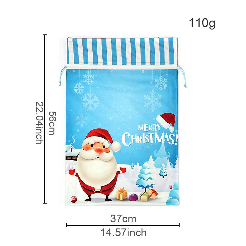 巾着袋 キッズ クリスマス プレゼント ギフト 布製 フランネル フリース プリント ストライプ サンタ柄 かわいい おしゃれ 大容量 パーティー イベント お菓子入れ