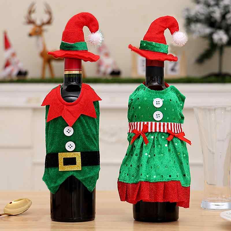 クリスマス飾り エルフ ワインボトルカバー キャラクター かわいい 布製 クリスマスパーティー テーブルデコレーション 食卓 装飾品 オーナメント ワインセット