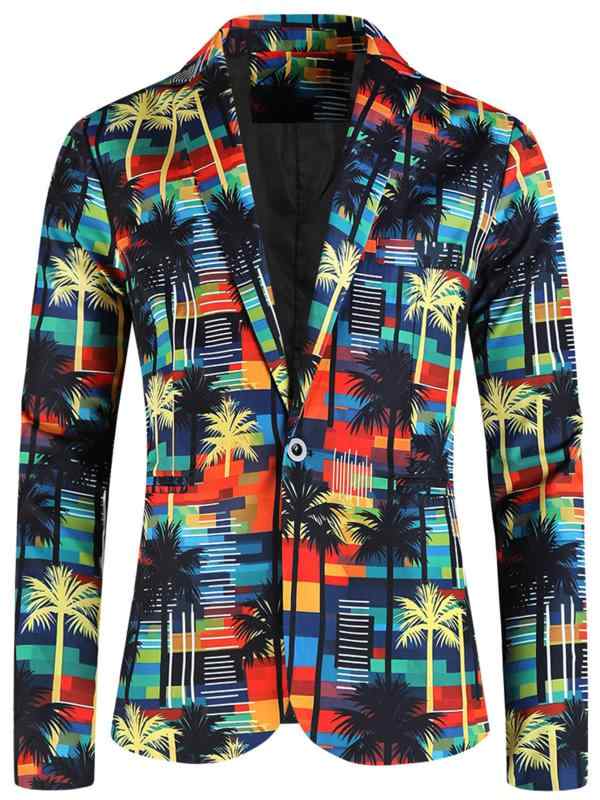 テーラードジャケット メンズ ワンボタン 欧米風 大きいサイズ スリムフィット カジュアルスーツ プリント柄 ポリエステル混紡 長袖 アウター 普段使い 通勤
