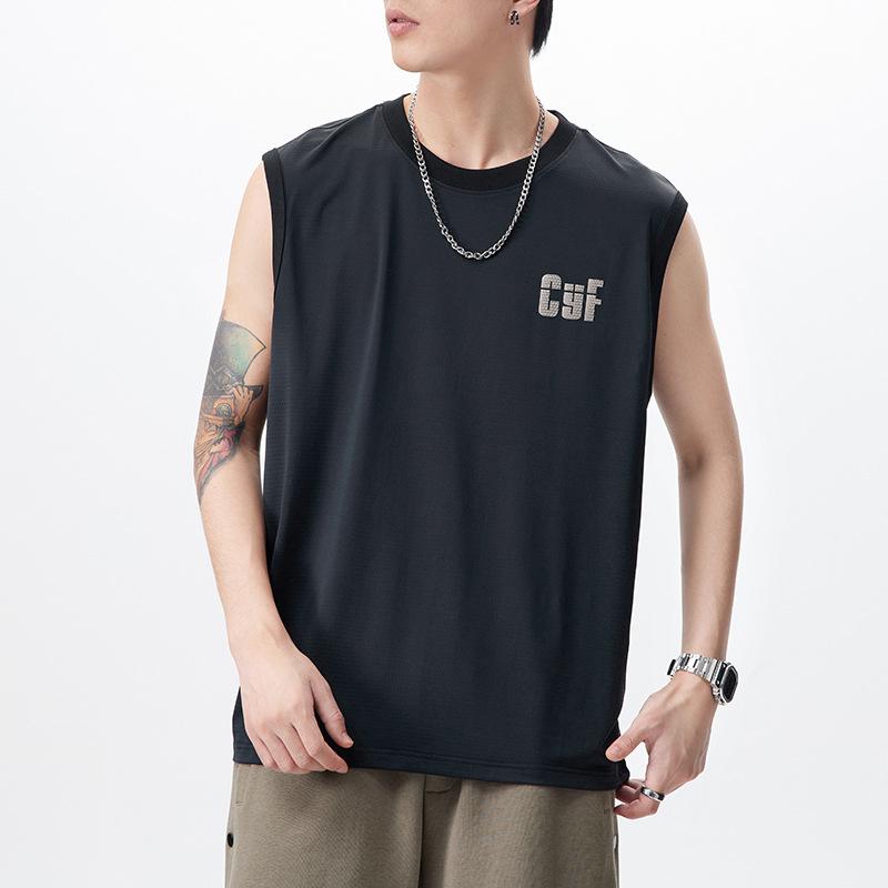 タンクトップ メンズ 男性用 速乾 接触冷感 薄手 軽量 コットン素材 ゆったり オーバーサイズ スポーツ トレーニング フィットネス 普段使い 部屋着 春夏 無地 トップス