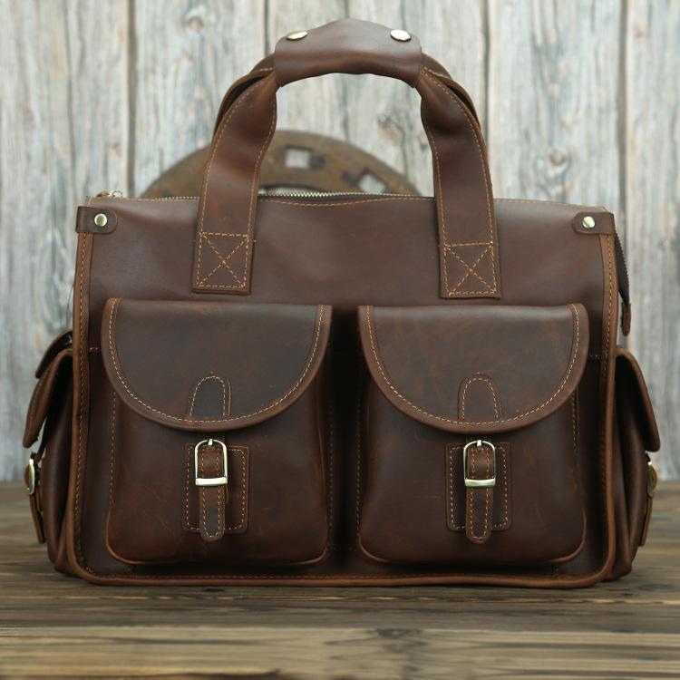 ビジネスバッグ メンズ 男性用 牛革 本革 レトロ ヴィンテージ 手提げ 肩掛け 斜め掛け 14インチPC対応..