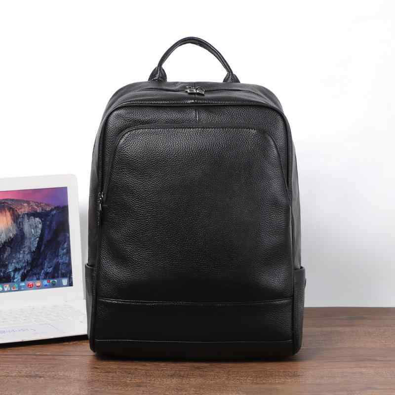 バックパック メンズ 本革 牛革 フルグレインレザー シンプル 軽量 ビジネス カジュアル 旅行 通勤 通学 ノートパソコン 普段使い デイリーユース リュックサック 黒 ブラック(4)
