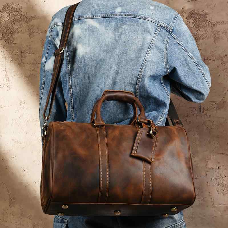 旅行バッグ メンズ レディース 本革 牛革 クレイジーホースレザー ボストンバッグ ダッフルバッグ 大容..